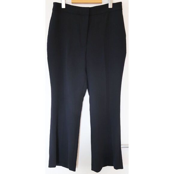 Aritzia Wilfred Back Zip-Front Crepe Flared Cropped Trousers Black 12 - Picture 1 of 5
